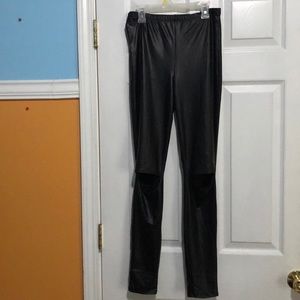 Black Exposed Kneecap Pants
